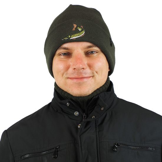 STRICKMÜTZE MIT STICKEREI HECHT - ANGLER - KLEIDUNG