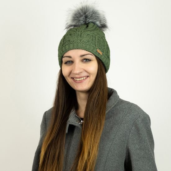 DAMEN WINTERMÜTZE MIT KUNSTFELL-BOMMEL - BOMMELMÜTZEN - CAPS UND MÜTZEN