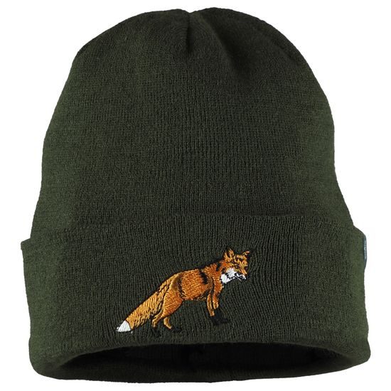 STRICKMÜTZE MIT STICKEREI FUCHS - JÄGER - KLEIDUNG