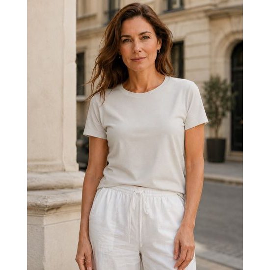 TRICOU DE DAMĂ CU MÂNECĂ SCURTĂ DIN PIMA COTTON - TRICOURI CU MÂNECĂ SCURTĂ - ÎMBRĂCĂMINTE