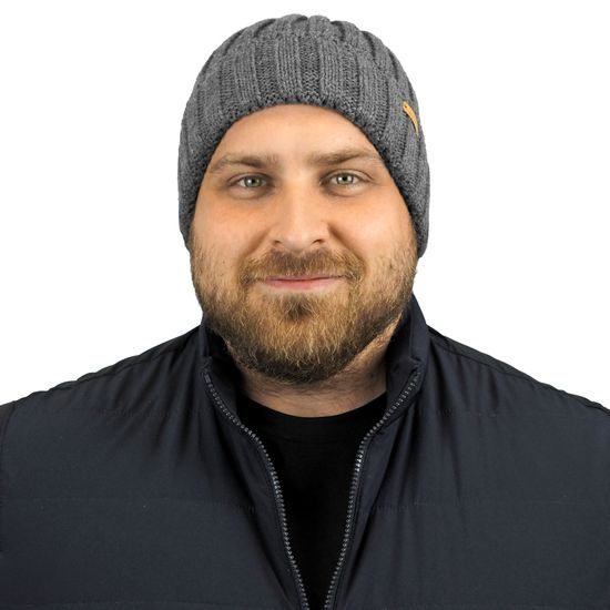 PÁNSKA PLETENÁ ČIAPKA S REBROVANÝM VZOROM - PLETENÉ ČIAPKY - ŠILTOVKY A ČIAPKY