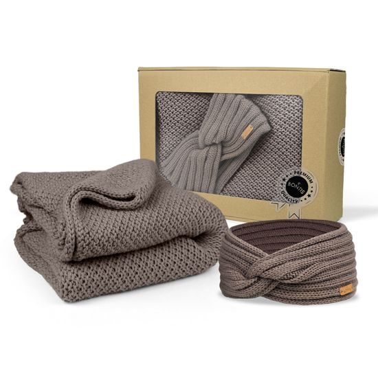 DÁRKOVÉ BALENÍ: PLETENÝ KARDIGAN A ČELENKA - SVETRY BEZ ZAPÍNÁNÍ - OBLEČENÍ