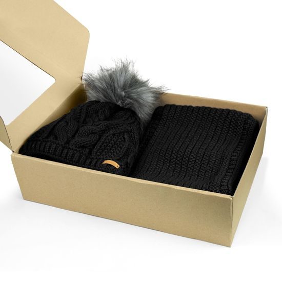 GESCHENKSET: DAMENMÜTZE MIT BOMMEL UND STRICKSCHAL - MÜTZEN - CAPS UND MÜTZEN