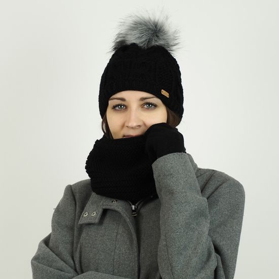 GESCHENKSET: DAMENMÜTZE MIT BOMMEL UND STRICKSCHAL - MÜTZEN - CAPS UND MÜTZEN