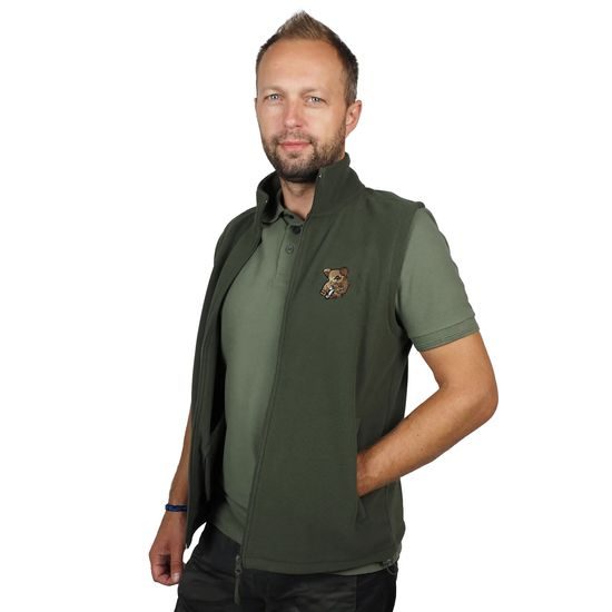 FLEECEWESTE MIT STICKEREI WILDSCHWEIN - JÄGER - KLEIDUNG