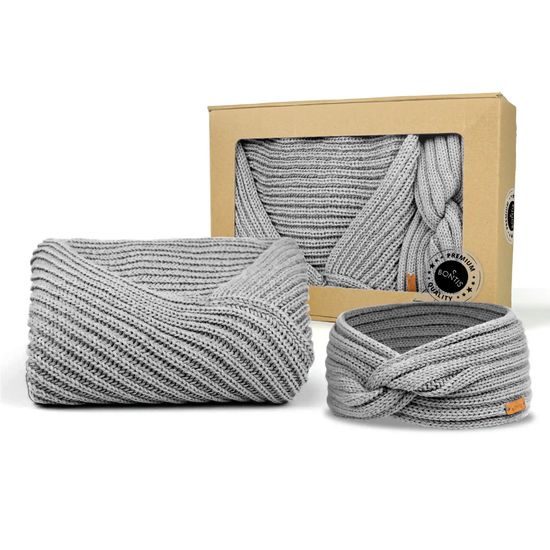 GESCHENKSET: STRICKPONCHO UND STIRNBAND - PULLOVER OHNE ÄRMEL - KLEIDUNG