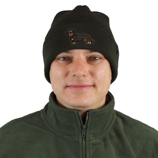 STRICKMÜTZE MIT STICKEREI DACKEL - JÄGER - KLEIDUNG