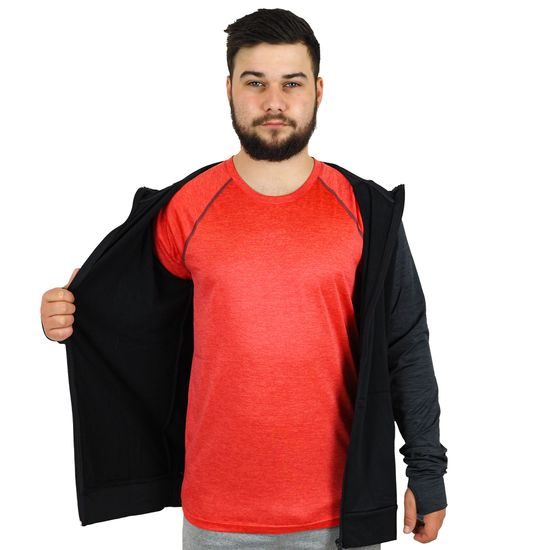 HERREN SPORT SWEATSHIRT MIT MELIERTEN ÄRMELN - SPORT SWEATSHIRTS MIT REISSVERSCHLUSS - SPORT KLEIDUNG