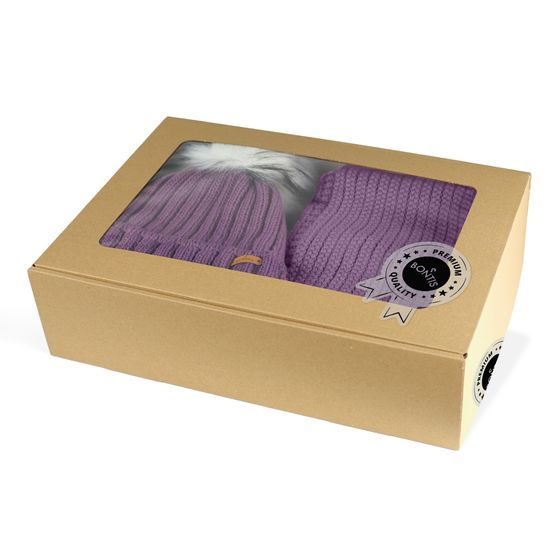 GIFT SET: WOMEN'S RIBBED BEANIE WITH POMPOM AND NECK WARMER - GIFT SETS - SETS AND GIFTS
