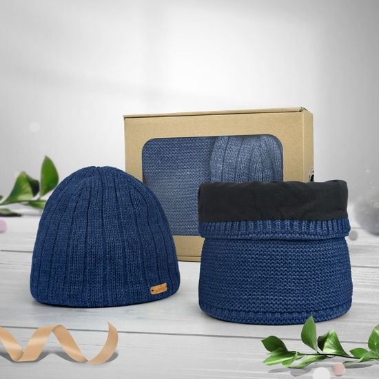 GESCHENKSET: HERREN-STRICKMÜTZE MIT STREIFEN UND LOOP-SCHAL - GESCHENKSETS - SETS UND GESCHENKE