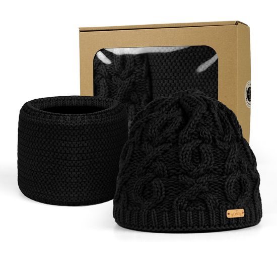 DÁRKOVÉ BALENÍ: DÁMSKÁ ČEPICE S VYPLETENÝM VZOREM A NÁKRČNÍK - ČEPICE - KŠILTOVKY A ČEPICE