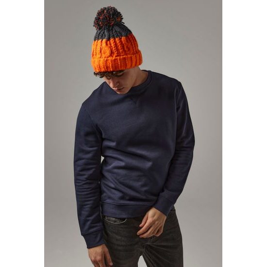 DVOJFAREBNÁ PLETENÁ ČIAPKA S BRMBOLCOM - ČIAPKY S BRMBOLCOM - ŠILTOVKY A ČIAPKY