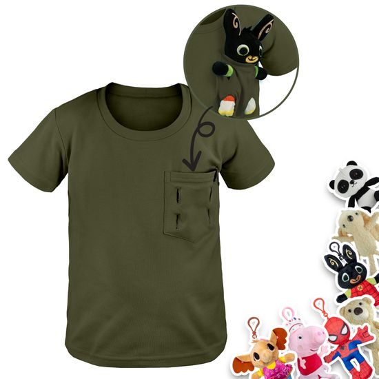 TRIČKO S KAPSIČKOU NA HRAČKU - OBLEČENÍ S HRAČKOU - DĚTSKÉ OBLEČENÍ