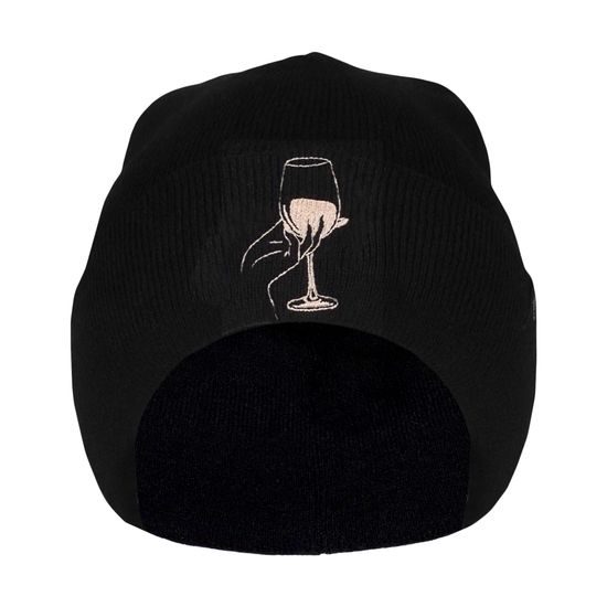 PLETENÁ ČIAPKA S VÝŠIVKOU POHÁR S VÍNOM - VÍNO - OBLEČENIE