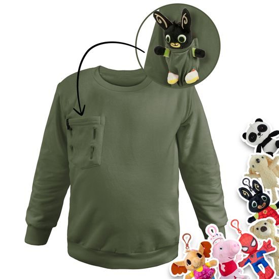 SWEATSHIRT MIT SPIELZEUGTASCHE - KINDERKLEIDUNG MIT SPIELZEUG - KINDER KLEIDUNG