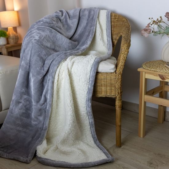 MIKROFLEECE TAKARÓ BÁRÁNYBŐR HATÁSÚ BÉLÉSSEL - TAKARÓK - HÁZTARTÁS