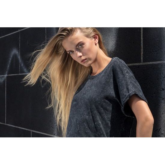 TRICOU LEJER PENTRU FEMEI ACID WASHED - TRICOURI CU MÂNECĂ SCURTĂ - ÎMBRĂCĂMINTE