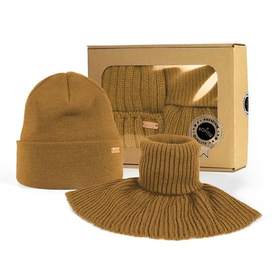 SET CADOU: CĂCIULĂ BĂRBĂTEASCĂ CU MANȘETĂ ȘI GULER TRICOTAT - CĂCIULI - ACCESORII