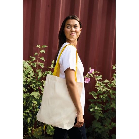 NÁKUPNÁ TAŠKA S FAREBNÝMI UŠKAMI Z ORGANICKEJ FAIRTRADE BAVLNY - NÁKUPNÉ TAŠKY - TAŠKY A BATOHY