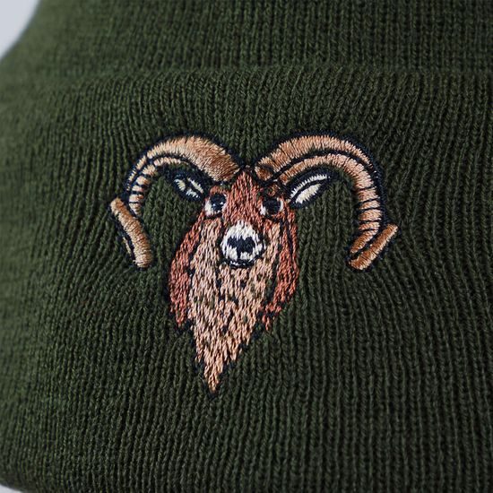 STRICKMÜTZE MIT STICKEREI MUFFLON - JÄGER - KLEIDUNG