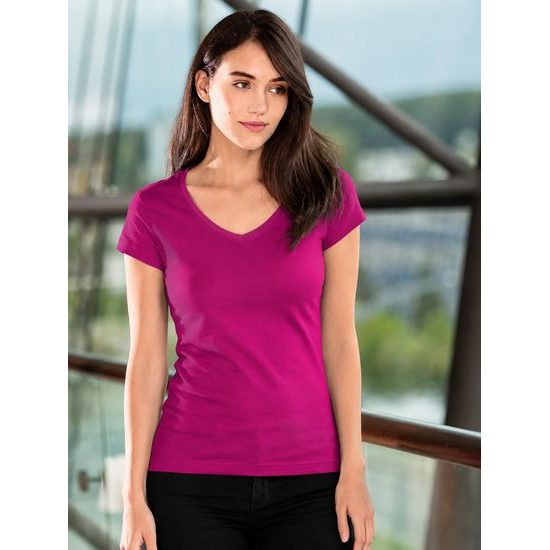 DAMEN T-SHIRT FIT V-NECK - KURZARM-T-SHIRTS - KLEIDUNG