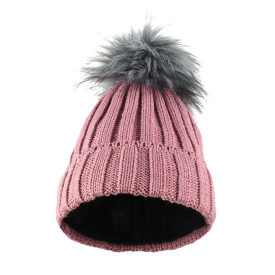 BORDÁZOTT NŐI SAPKA SZŐRMÉS BOJTAL - SAPKÁK POMPOMMAL - BASEBALL SAPKÁK ÉS SAPKÁK