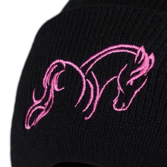 DÍVČÍ ČEPICE S VÝŠIVKOU KŮŇ - PLETENÉ ČEPICE - KŠILTOVKY A ČEPICE