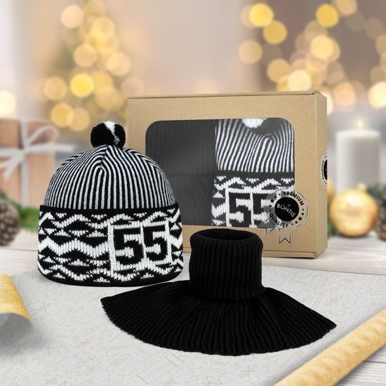 GESCHENKSET: JUBILÄUMS-ZMIJOVKA BONTIS MIT STRICKSCHAL - BOMMELMÜTZEN - CAPS UND MÜTZEN