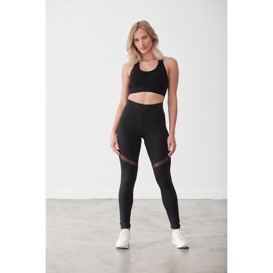 DAMEN SPORTLEGGINGS MIT NETZDETAILS - ELASTISCHE SPORTHOSEN - SPORT KLEIDUNG