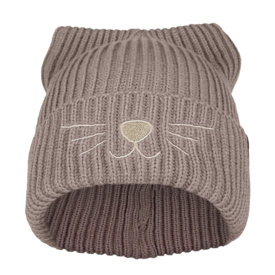 PLETENÁ ČIAPKA S VÝŠIVKOU MAČKA - PLETENÉ ČIAPKY - ŠILTOVKY A ČIAPKY