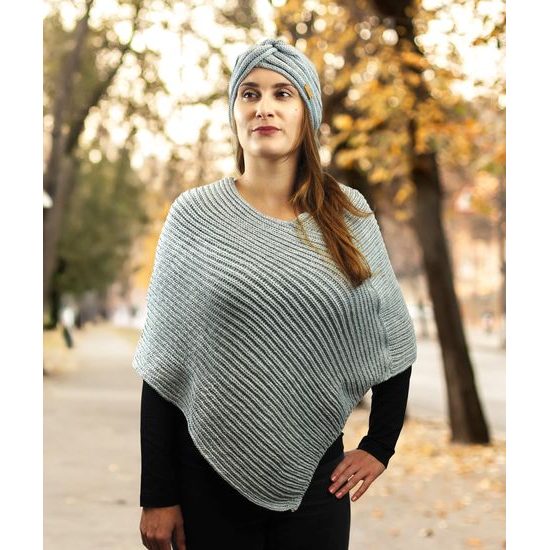 GESCHENKSET: STRICKPONCHO UND STIRNBAND - PULLOVER OHNE ÄRMEL - KLEIDUNG