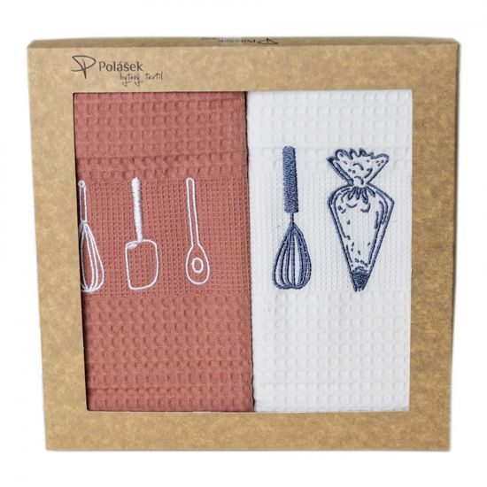 HÍMZETT KONYHARUHÁK MOTÍVUMMAL – 2 DARABOS SZETT - PAMUT KONYHARUHÁK - HÁZTARTÁS