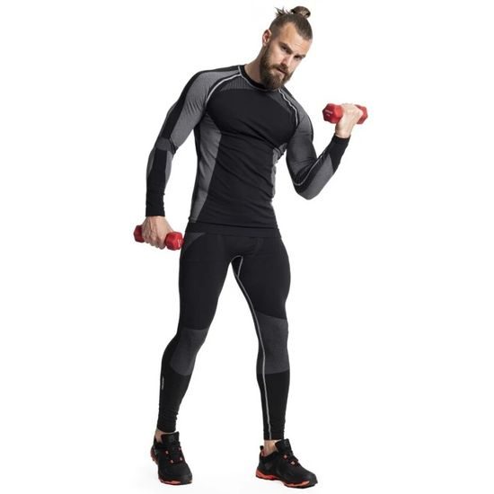 BLUZĂ FUNCȚIONALĂ CU MÂNECI LUNGI FĂRĂ CUSĂTURI BĂRBAȚI AKREC - TRICOURI TERMICE CU MÂNECĂ LUNGĂ - ECHIPAMENT SPORTIV