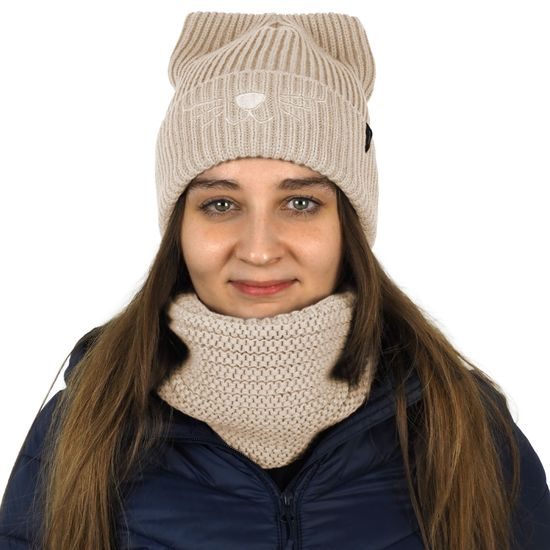 CĂCIULĂ TRICOTATĂ CU BRODERIE PISICĂ - CĂCIULI TRICOTATE - ACCESORII