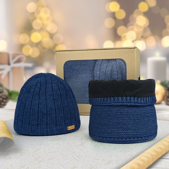 GESCHENKSET: HERREN-STRICKMÜTZE MIT STREIFEN UND LOOP-SCHAL - GESCHENKSETS - SETS UND GESCHENKE