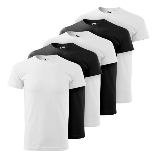 SET 5 KS: PÁNSKÉ TRIČKO BASIC - TRIČKA S KRÁTKÝM RUKÁVEM - OBLEČENÍ