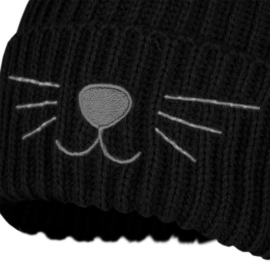 PLETENÁ ČIAPKA S VÝŠIVKOU MAČKA - PLETENÉ ČIAPKY - ŠILTOVKY A ČIAPKY