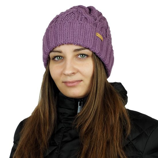 DÁMSKA ZIMNÁ ČIAPKA S OHNUTÝM LEMOM - PLETENÉ ČIAPKY - ŠILTOVKY A ČIAPKY