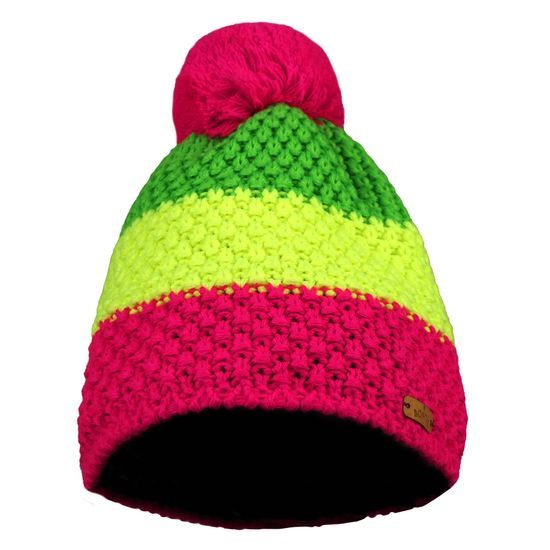 DREIFARBIGE GESTRICKTE WINTERMÜTZE MIT BOMMEL - STRICKMÜTZEN - CAPS UND MÜTZEN