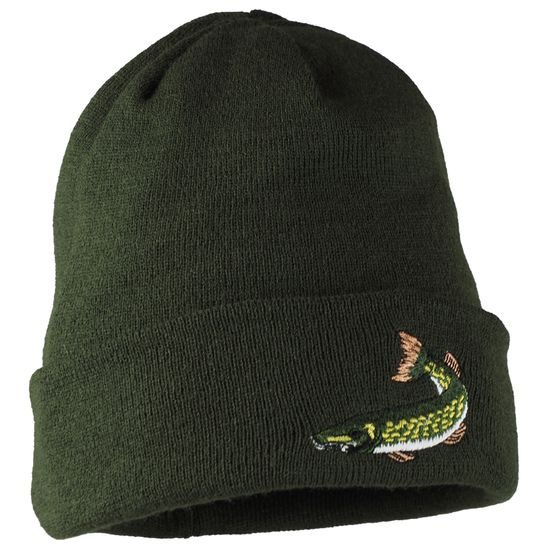 STRICKMÜTZE MIT STICKEREI HECHT - ANGLER - KLEIDUNG