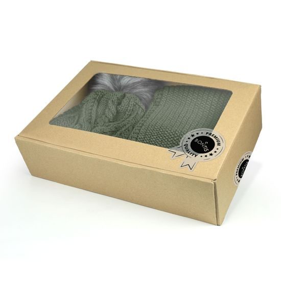 SET CADOU: CĂCIULĂ DAMĂ CU CIUCURE ȘI GULER CIRCULAR - CĂCIULI - ACCESORII