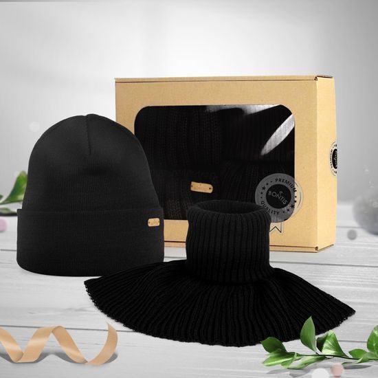 SET CADOU: CĂCIULĂ BĂRBĂTEASCĂ CU MANȘETĂ ȘI GULER TRICOTAT - CĂCIULI - ACCESORII