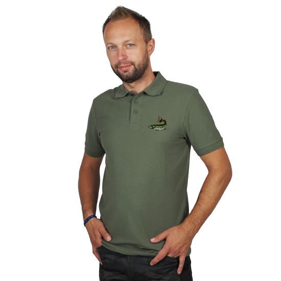 POLO-SHIRT MIT STICKEREI HECHT - ANGLER - KLEIDUNG