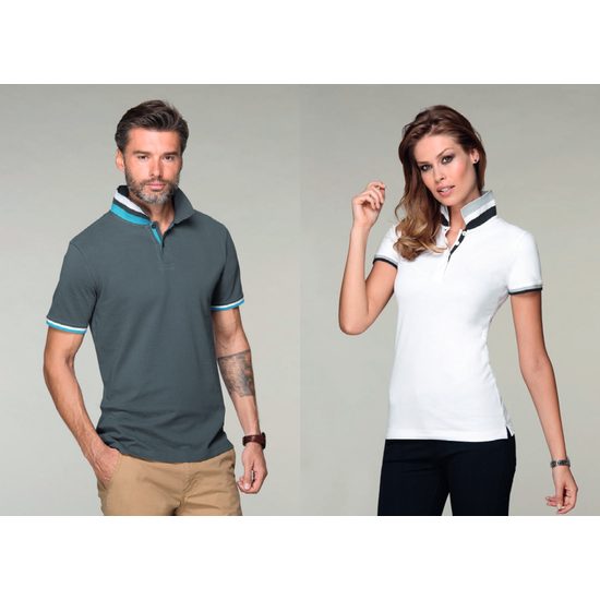 DAMEN POLO-SHIRT COLLAR UP - KURZARM POLO-SHIRTS - KLEIDUNG