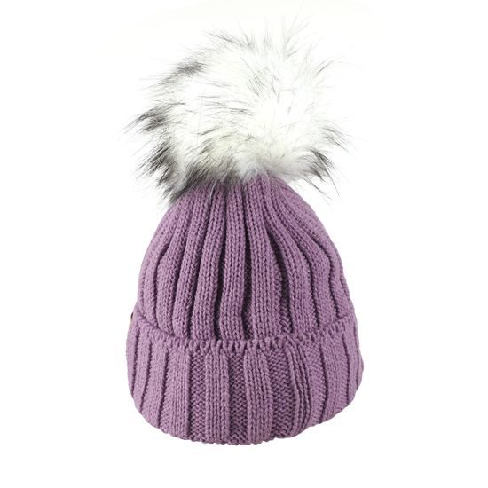 ŽEBROVANÁ DÁMSKÁ ČEPICE S KOŽEŠINOVOU BAMBULÍ - ČEPICE S BAMBULÍ - KŠILTOVKY A ČEPICE