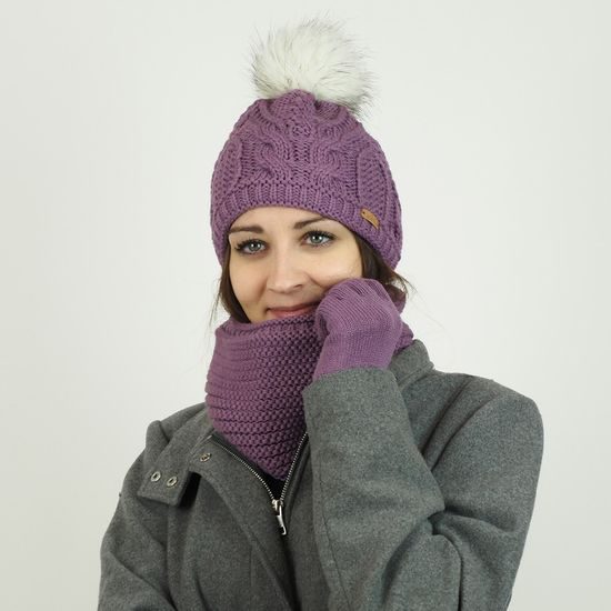 SET CADOU: CĂCIULĂ DAMĂ CU CIUCURE ȘI GULER CIRCULAR - CĂCIULI - ACCESORII