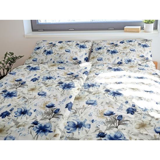 BAVLNENÉ OBLIEČKY MODRÉ KVETY - BAVLNENÉ OBLIEČKY - DOMÁCNOSŤ