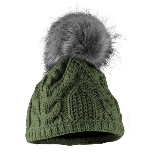 DAMEN WINTERMÜTZE MIT KUNSTFELL-BOMMEL - BOMMELMÜTZEN - CAPS UND MÜTZEN