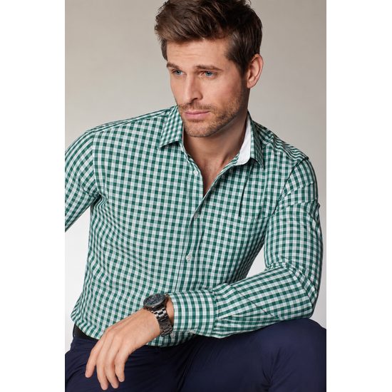 MEN'S CHECKED SHIRT JN617 - LONG SLEEVE SHIRTS - CLOTHING