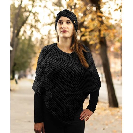 SET CADOU: PONCHO TRICOTAT ȘI BANDĂ DE PĂR - PULOVERE FĂRĂ MÂNECI - ÎMBRĂCĂMINTE